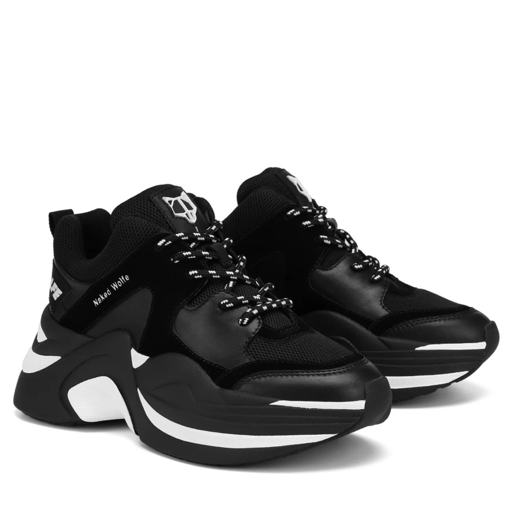 Naked Wolfe Track Double Black Sneakers